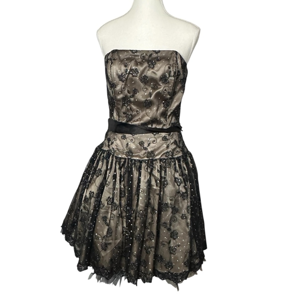 Cache Fairy Grunge Black Lace Strapless Mini Dress - Picture 1 of 6